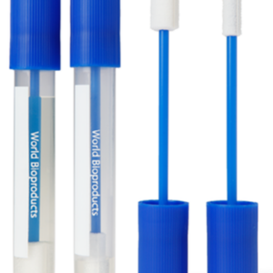 World Bioproducts PUR-Blue environmental sampling swab kits with polyurethane foam tips and blue handles, distributed in Indonesia by GeneVizion for food safety microbial testing.