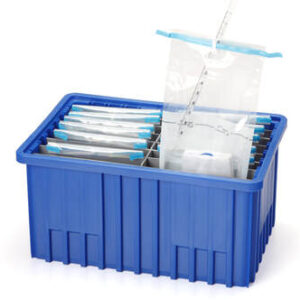 World Bioproducts Dividable Tray organizing environmental sampling bags in a food safety laboratory.