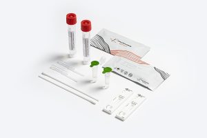 Complete components of Hazelnut Free Test kit including swabs, prefilled tubes, and cassettes for food safety testing.