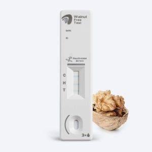 Prognosis Biotech Walnut-Free lateral flow test strip for rapid allergen detection in Indonesia.