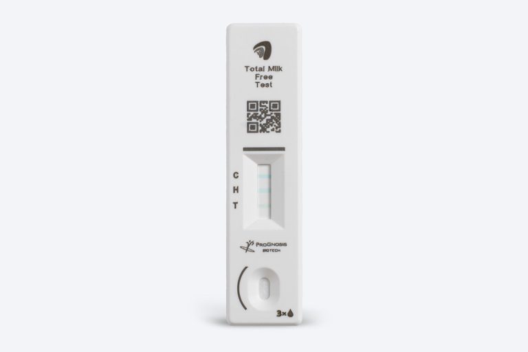 Lateral flow test strip for Total Milk Free allergen detection by Prognosis Biotech